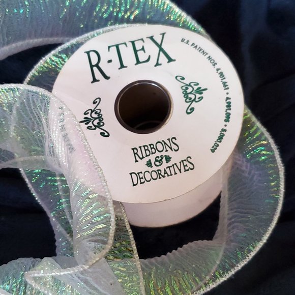 Vintage R-Tex Ribbon - Sheer Irridescent Shimmer Wired Edge 2.5" Wide x 3.5 Yrds - Picture 4 of 6